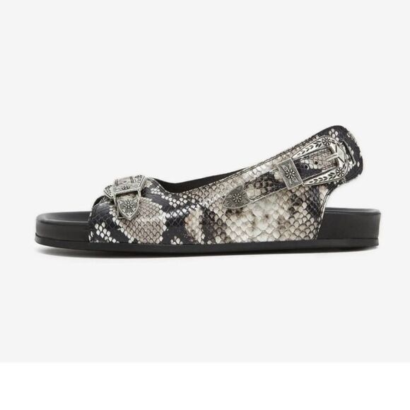THE KOOPLES SNAKE PRINT BUCKLE LEATHER SLIDE SANDAL NIB 36 - Picture 3 of 12